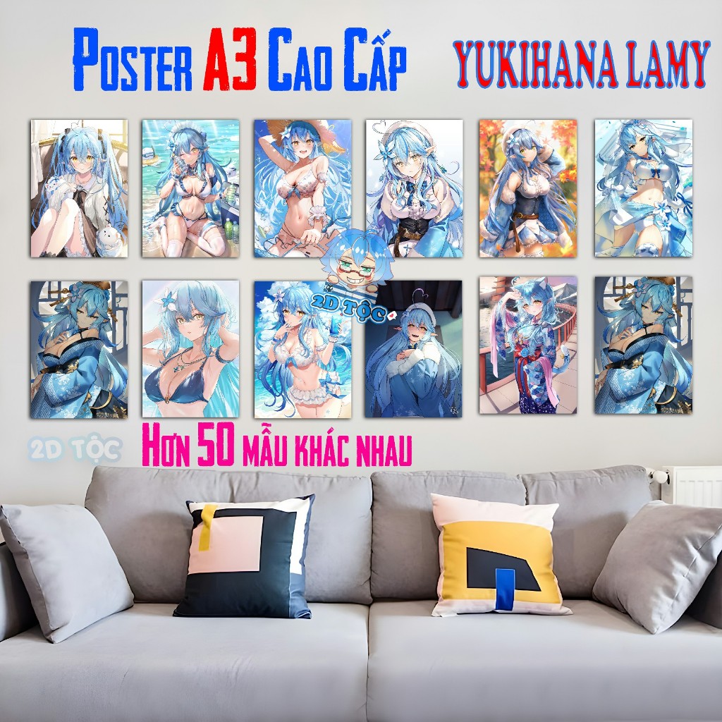 ภาพวาด POSTER A3 Hololive Yukihana Lamy วัสดุกระดาษพรีเมี ่ ยม - 2D Shop Tribe