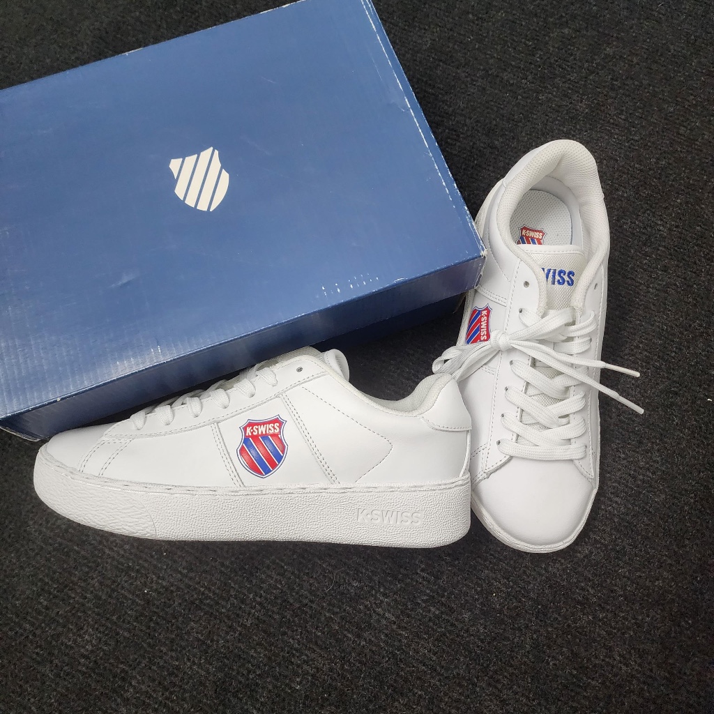 รองเท้าหนัง Kswiss รุ่นใหม่ สีขาวแท้ สําหรับผู้ชาย และผู้หญิง