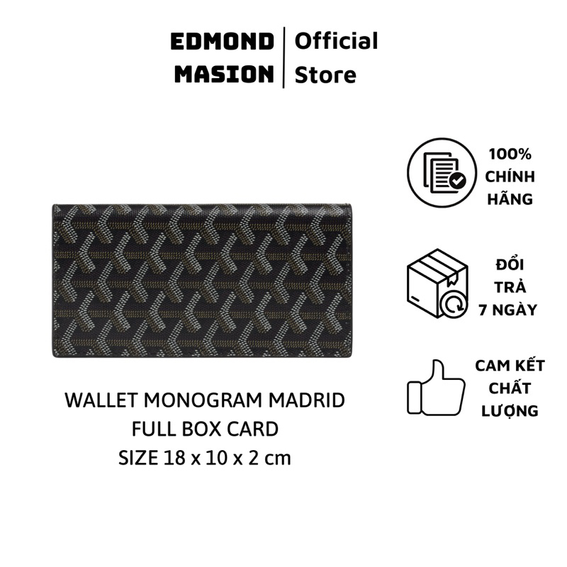 Edmond MASION MONOCRAM Wallet Long Wallet 18ซม . สีดํา EDM ขนาดเต ็ มกล ่ อง