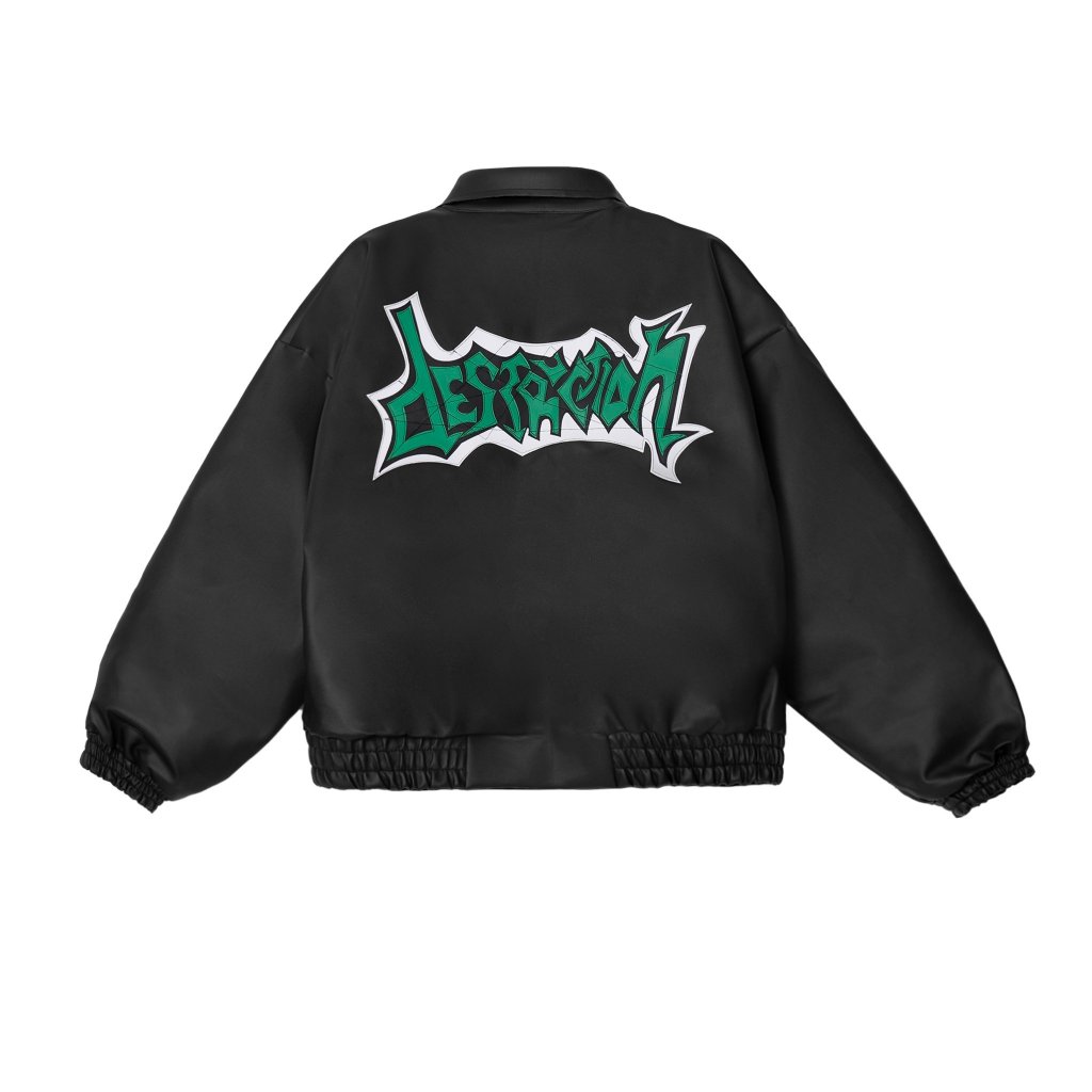 Des G เสื้อแจ็คเก็ตหนังสีดํา unisex แขนยาว แบรนด์ท้องถิ่น Destruction