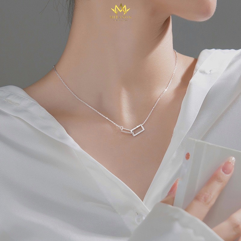 S295 MIRASON สร้อยคอเงินหินเรขาคณิตสองประสาน - MDC7755