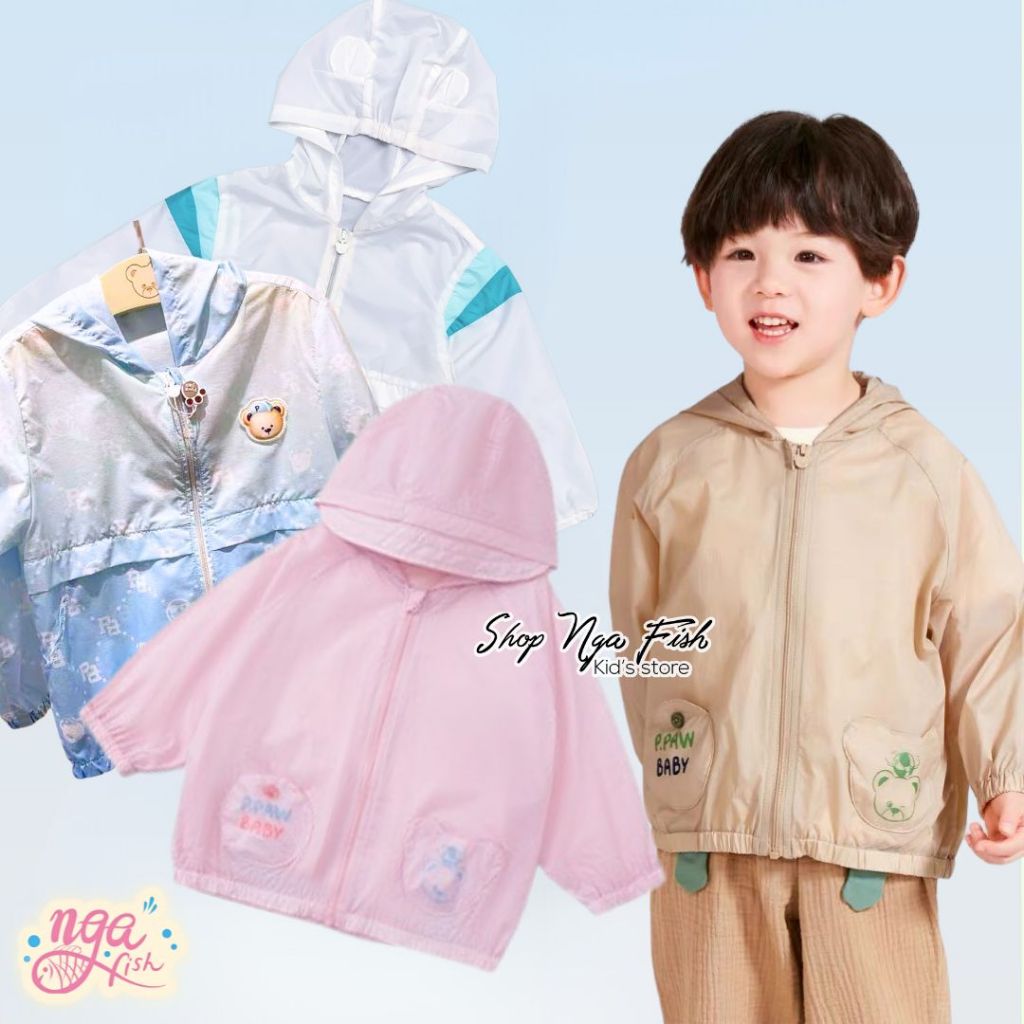 Pawpaw เสื้อกันลมป้องกันรังสียูวีหลากสีสําหรับเด็กรัสเซีย Fish G1P3N0