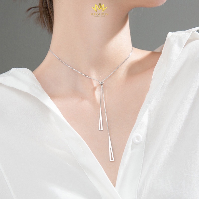 S925 สร้อยคอเงินสําหรับผู้หญิงลายลูกบอลเชือกสามเหลี่ยมบุคลิกภาพทันสมัยและไดนามิก - MIRASON MDC7426