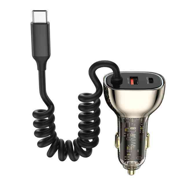 Fast Charger พร้อมสายรถ Type C PD 30w WIWU Geek Car Charger Wi-QC016 - โครงกระดูกโปร่งใส 90W สําหรับ