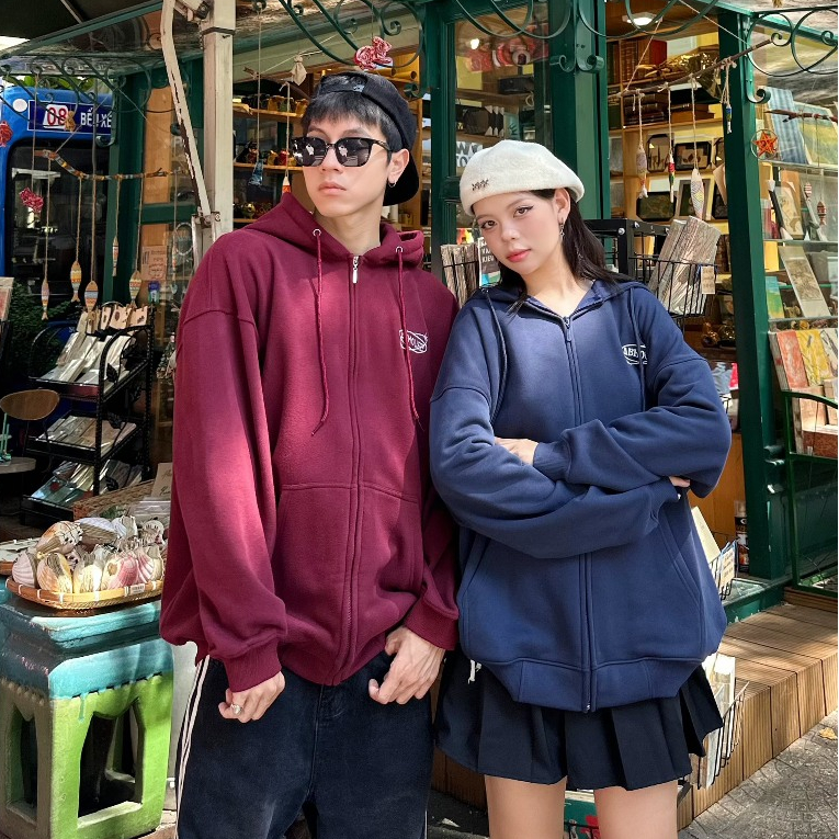 Ab HOUSE - WINE เสื้อแจ็คเก็ตทรงหลวมสําหรับผู้ชายและผู้หญิง