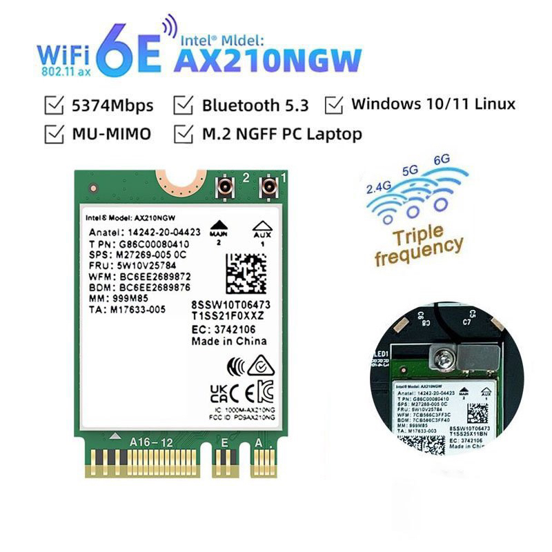 การ์ด Wifi 6E Bluetooh Intel AX200 AX210 AX211 NGW WiFi Bluetooth Wifi 6. การ์ดเครือข่ายไร้สาย ม2 สํ