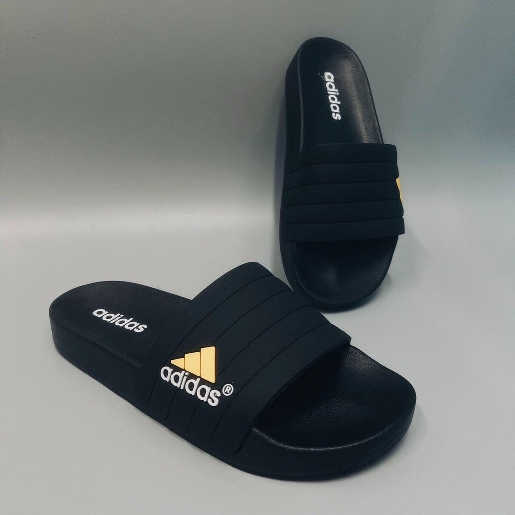 ADIDAS อาดิดาส" รองเท้าแตะผู้ชายและผู้หญิงแถบแนวนอน แบบอ้วน แบบ ยูนิ็กซ์ ขนาดเต็ม