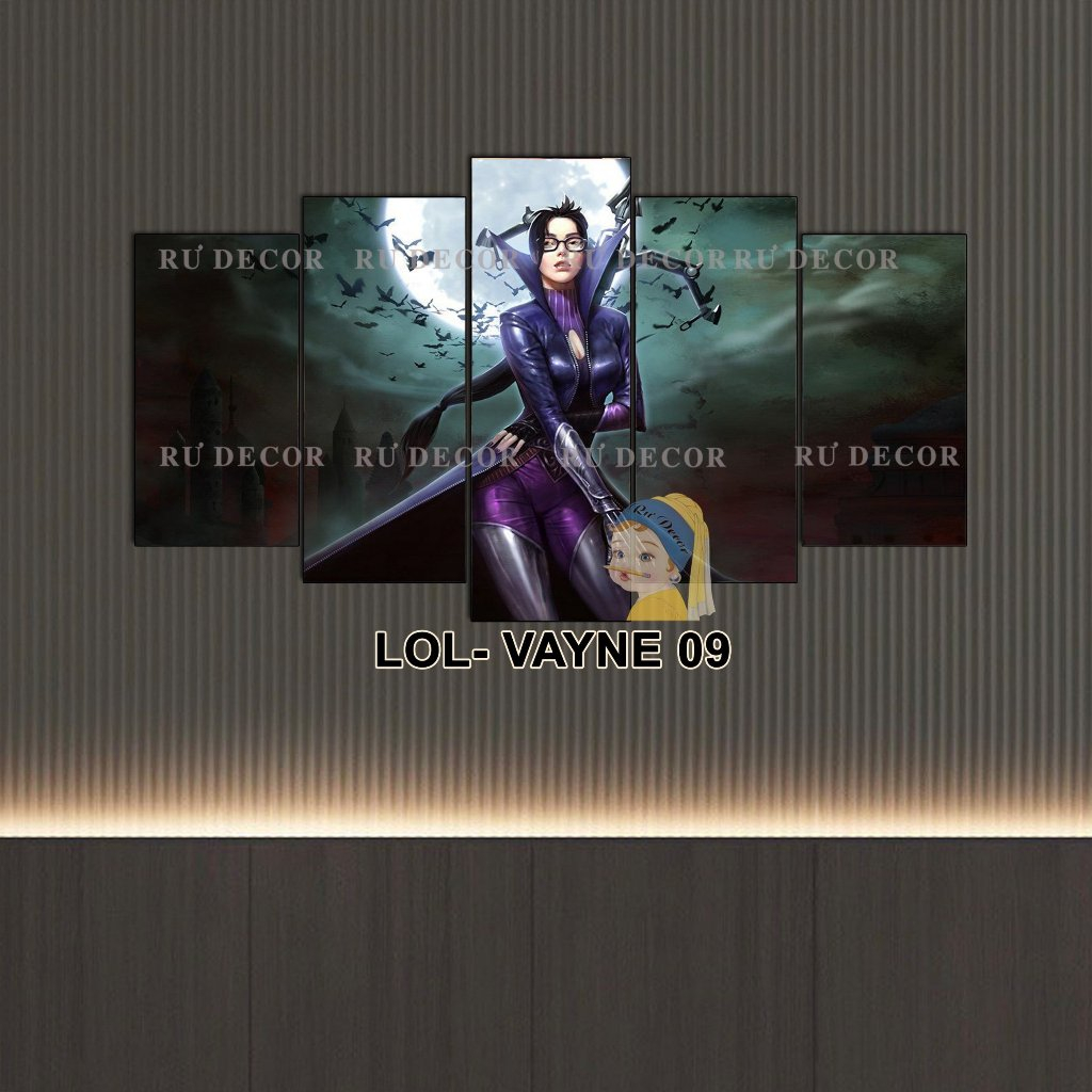 ชุดสติ๊กเกอร์ติดผนัง Vayne League of Legends Mirrored 5 ชิ้นพร้อมกาวและการจัดส่งรับประกันการตกแต่งห้