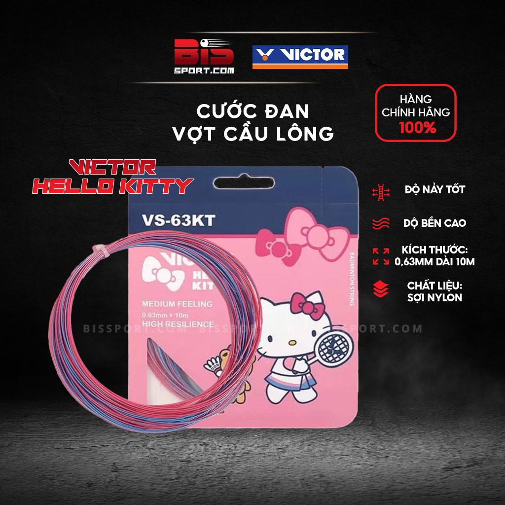 Victor Hello Kitty VS-63KT ไม้แบดมินตันแท้ ค่าธรรมเนียม - น่ารัก ทนทาน อายุการใช้งานยาวนาน รองรับดี