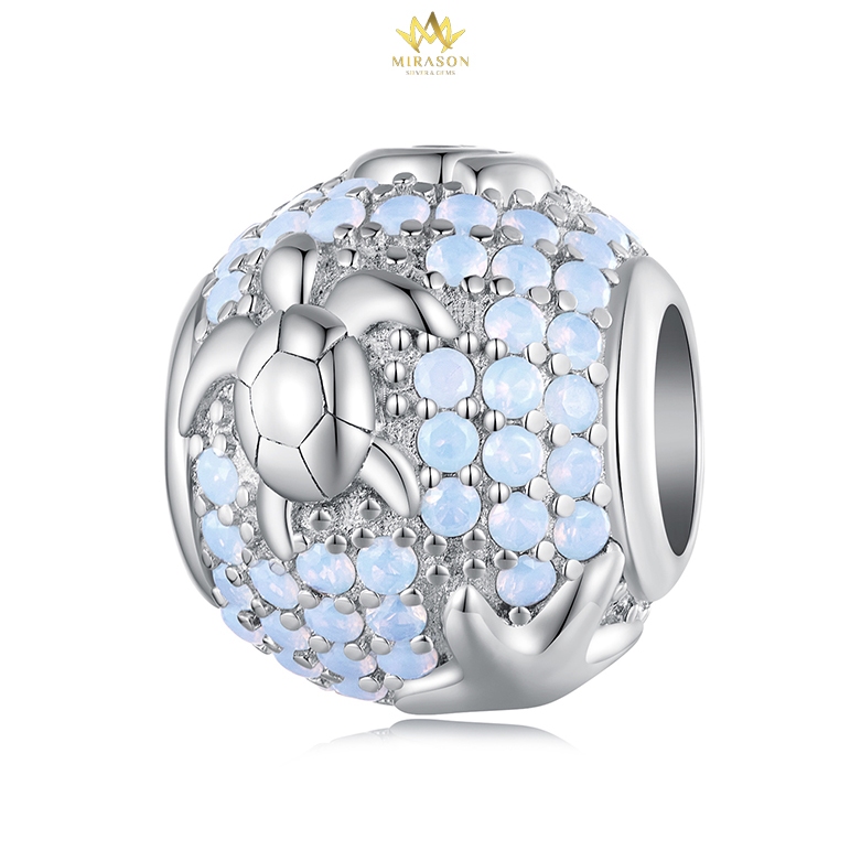S925 Silver Charm ปลาดาวเต่า Blue Stone - MIRASON MCH868 - คุณภาพสูง S925 Silver Charm