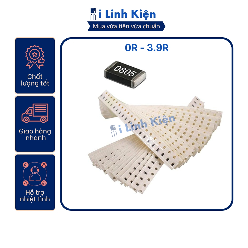 คุณภาพดี 08805 1/8W 0R - 3.9R 1% ตัวต้านทานแปะ (สายไฟ 100c)