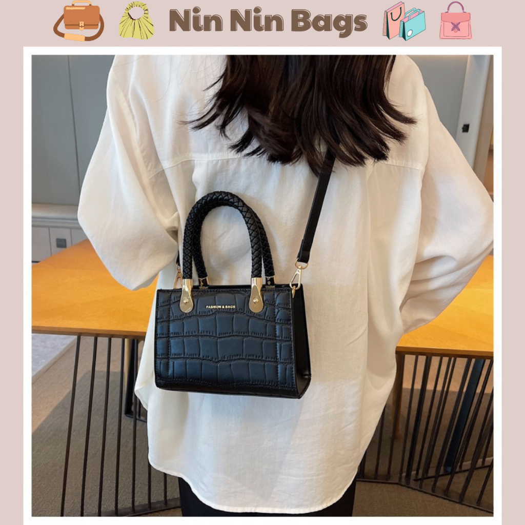 กระเป๋าถือสตรีสไตล์เกาหลีหรูหราพร้อมที่จับทําจากหนัง PU ลายคมชัด Nin Nin Bags