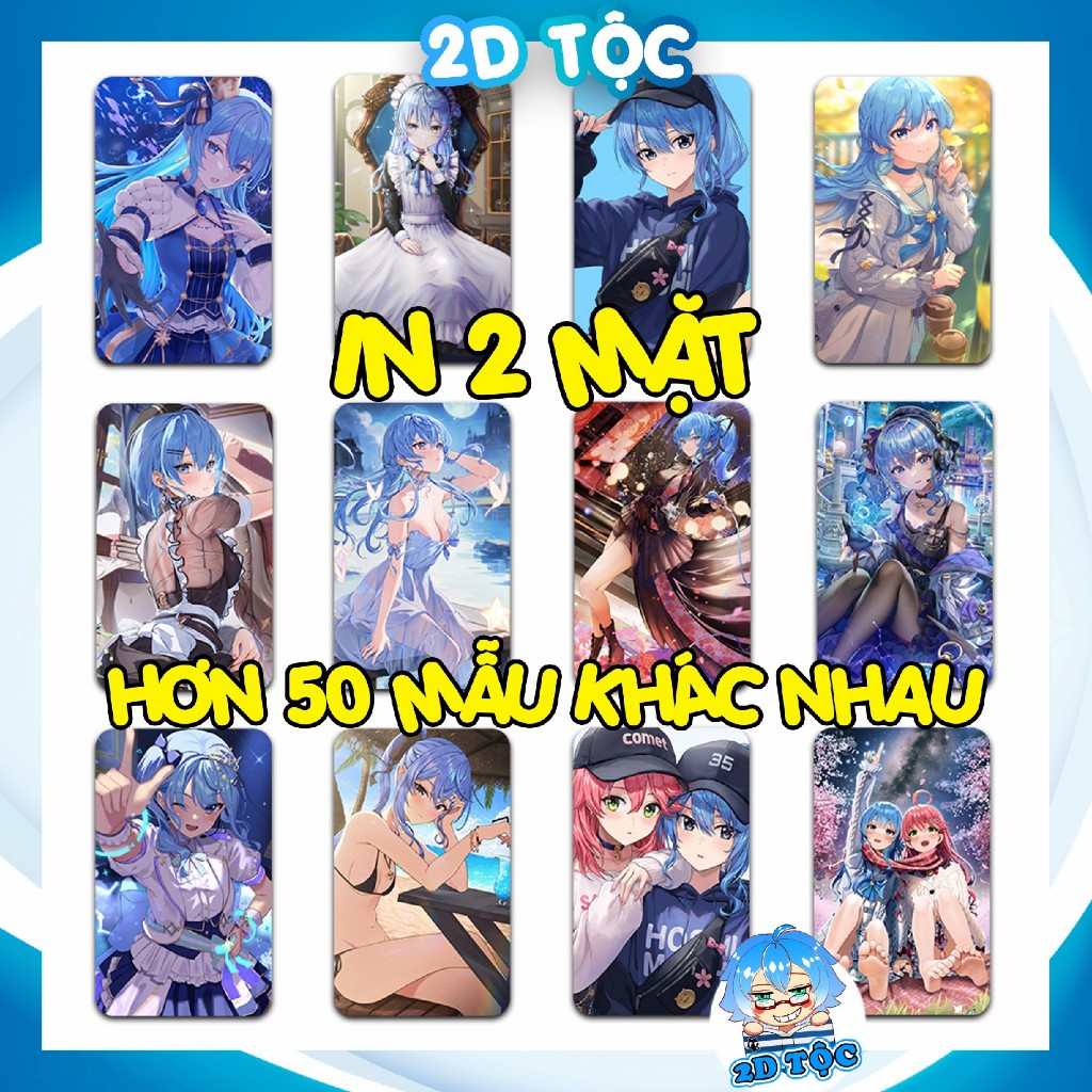 Hololive Hoshimachi Suisei การ์ดมุมพิมพ์ 2 ด้าน - กระดาษแข็งหนา - พร้อมลามิเนต - ร้านเผ่า 2D