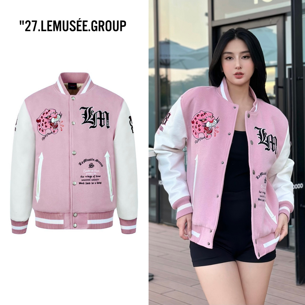 Varsity Le Musée Panther Life Bomber Jacket 720gsm ขนแกะผ้าของแท้ 100%