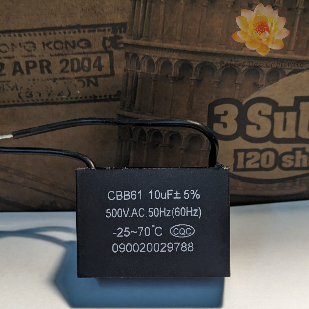 คาปาซิเตอร์ 10μf 500V.AC (Capacitor 10uf - 500 V.AC)