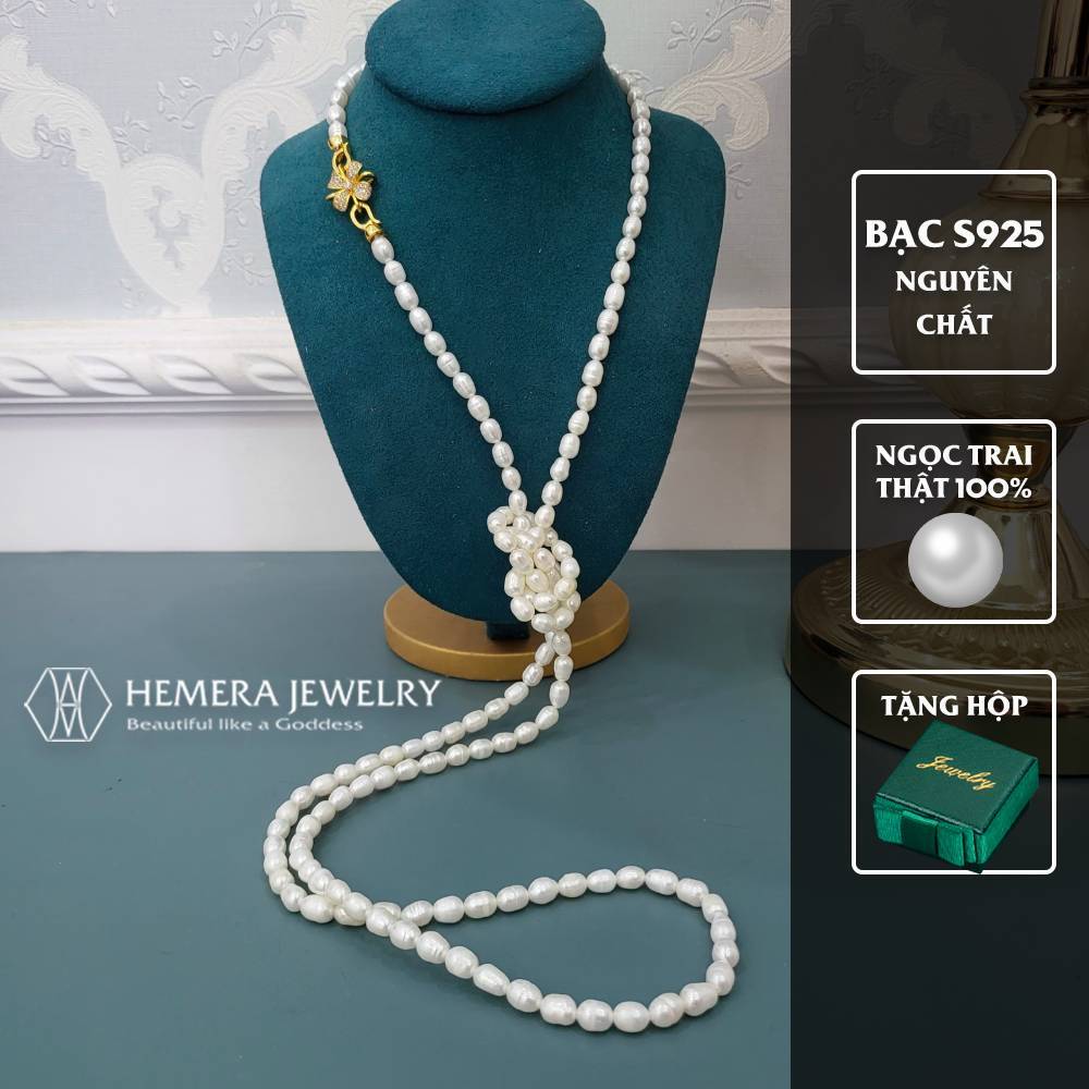 สร้อยคอยาว 120 ซม. สามารถสวมใส่ได้ในไข่มุกน้ําจืดหยดน้ํา 05 สไตล์ HMR89 - Hemera Jewelry