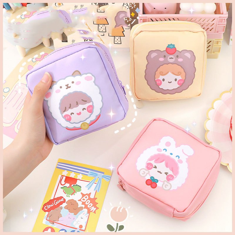 กระเป๋าใส่กระเป๋าสตางค์ผ้าอนามัยแบบใช้ครั้งเดียวน่ารักขนาดกะทัดรัด Tina Shop PK442