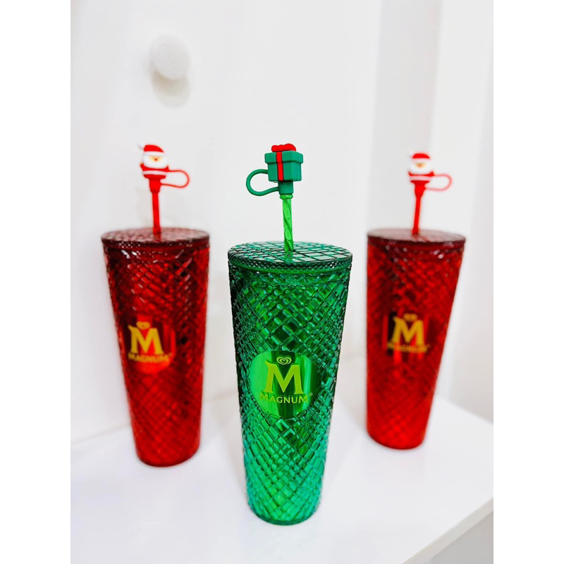 ️Diamond Cup Christmas เวอร์ชั่น 2023 พลาสติก 2 ชั้น ความจุ 700ml ขนาด Venti (มีจุกหลอด)