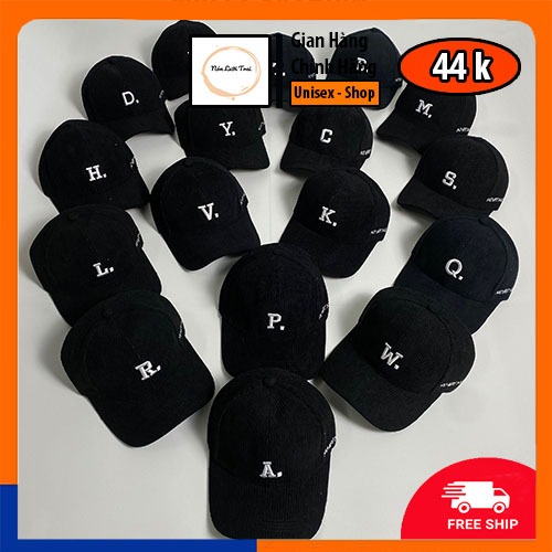 หมวกปักลายตัวอักษร | หมวกแก๊ปปักตัวอักษร P, RS, K, H, L, W, Q, T, D, Y, V, N in velvet Unisex สําหรับผู้ชายและผู้หญิง