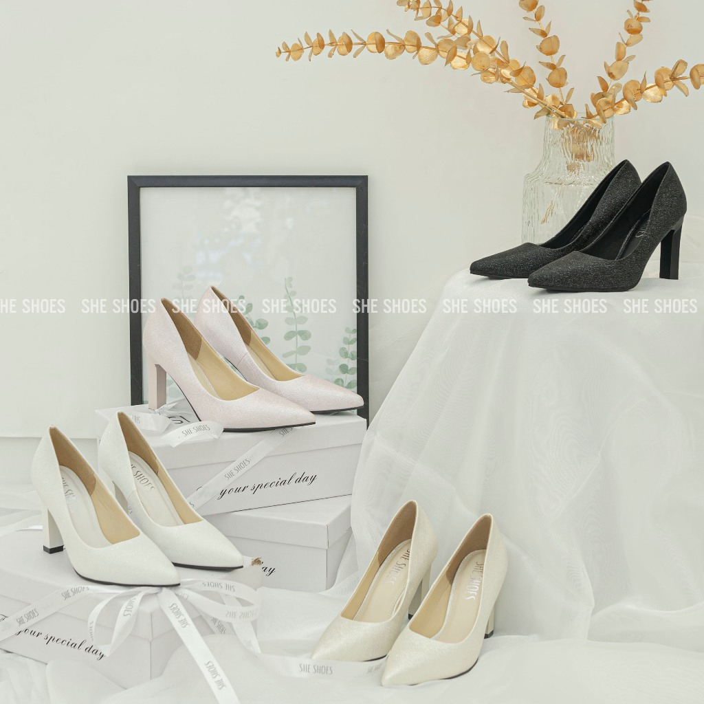 รองเท้า WEDDING WHITE เป็นประกายพร้อม HEEL 8P - สินค้ามาใหม่ - GC08004