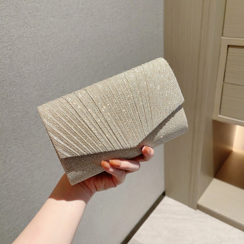 Clutch Party Bag, Pleated Female Cross-Bag, Sparkling size 20cm - MB249