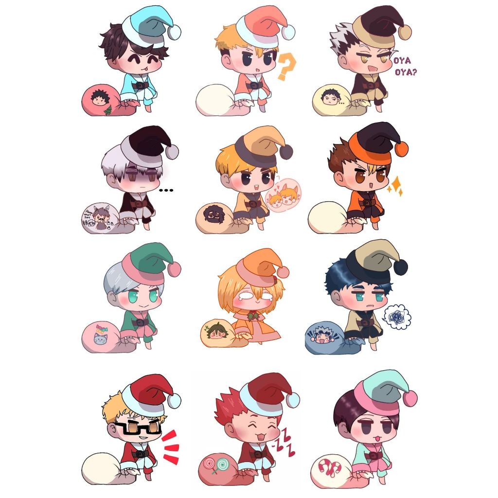 สติ๊กเกอร์ ชุดสติ๊กเกอร์ Anime Haikyuu Padoru Noel, Christmas char oikawa, keta....