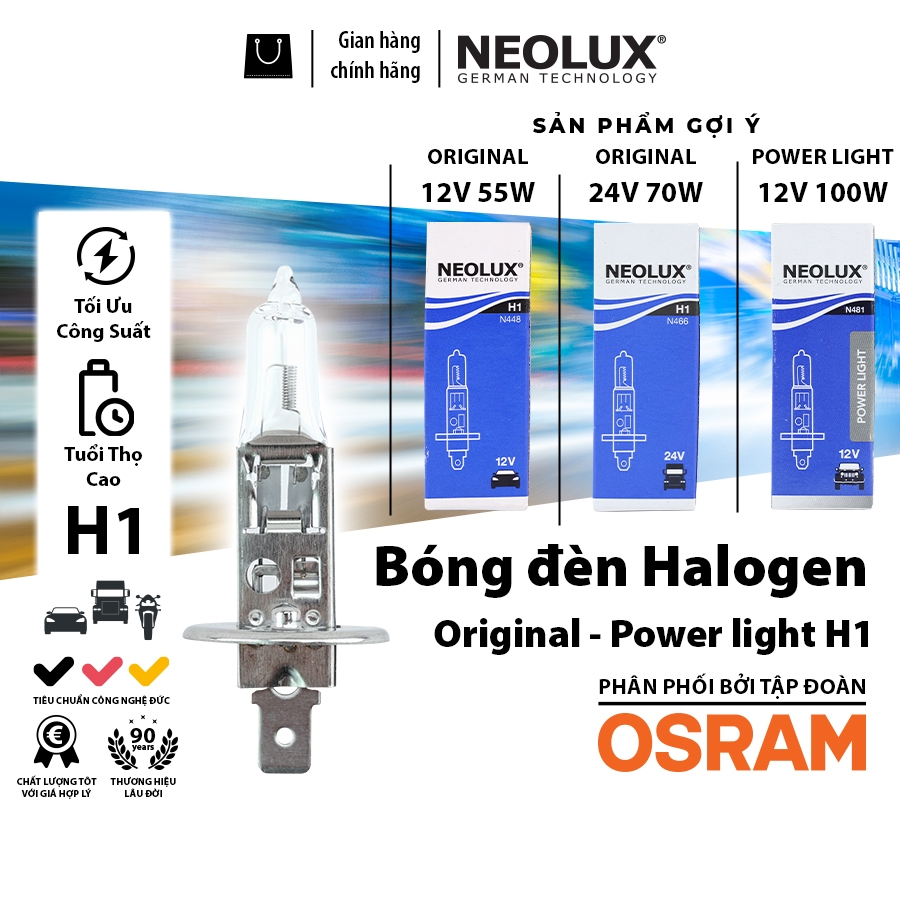 OSRAM NEOLUX หลอดไฟฮาโลเจนรถยนต์ 12V 24V สําหรับรถยนต์รถบรรทุก H1 H3 H4 H7 H8 H11 HB3 HB4