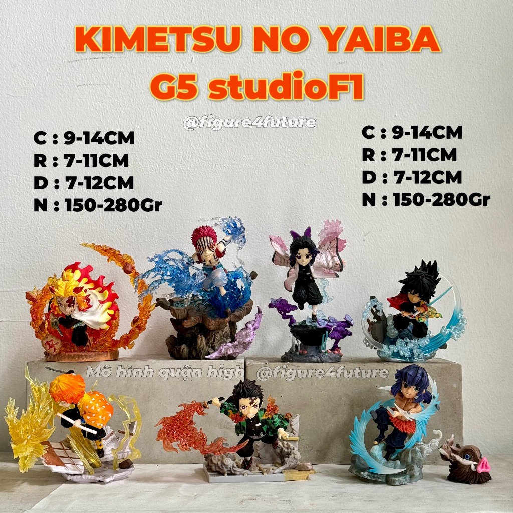 โมเดลสตูดิโอ Kimetsu No Yaiba Demon Slayer G5 - ฟิกเกอร์ Tanjiro Nezuko Zenitsu Akaza Rengoku Inosuk