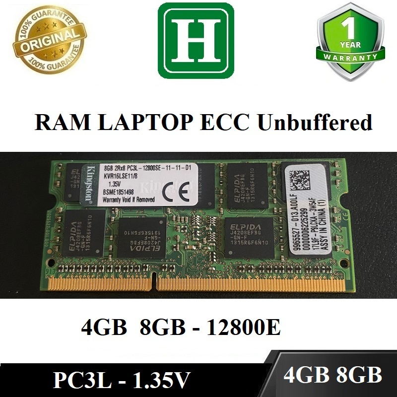 Ecc SODIMM 4Gb 8GB DDR3L Ram (PC3L🌹 ECC รถบัส 1600 / 12800E ลบเครื ่ องของแท ้ 1 ปี
