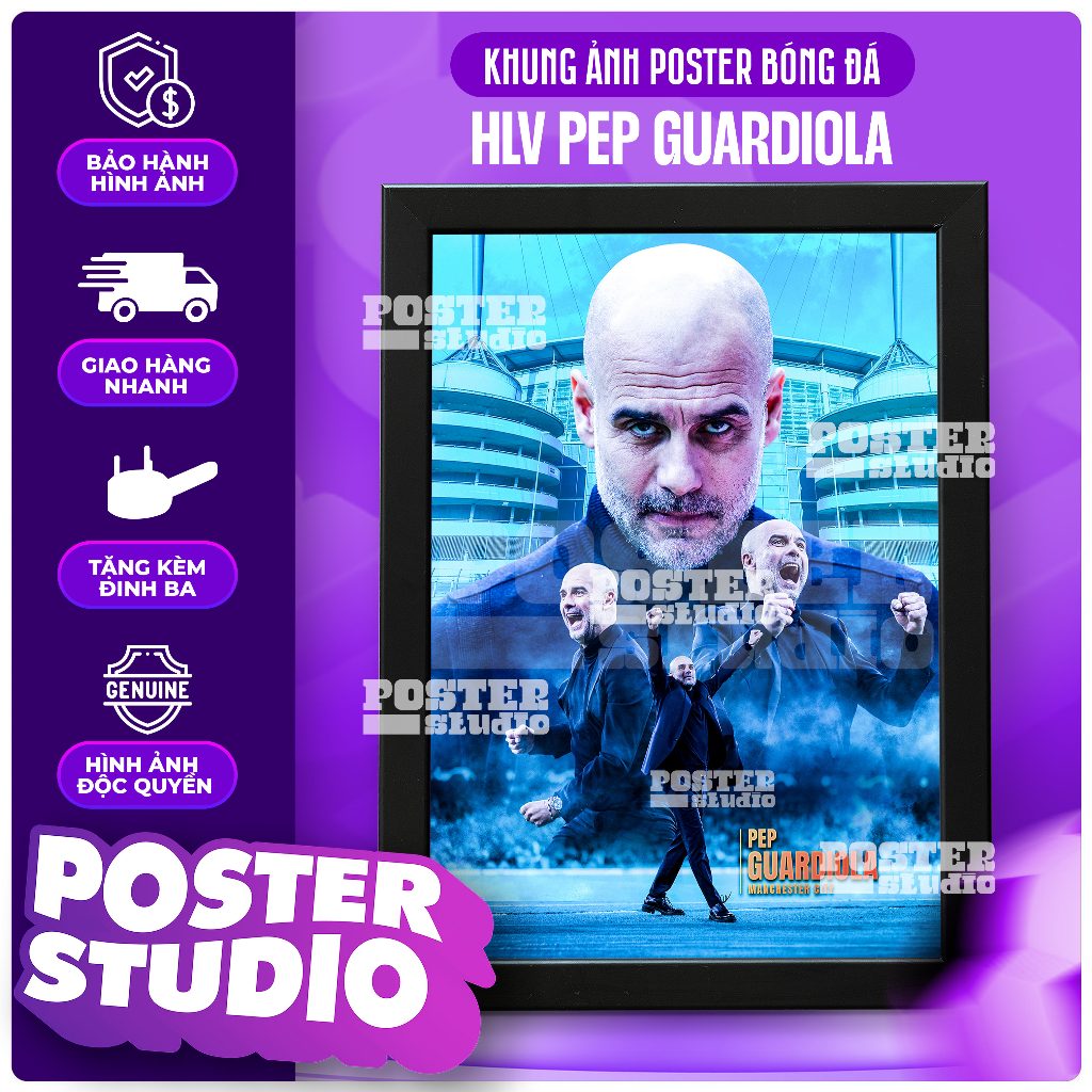 HLV PEP GUARDIOLA กรอบรูปโปสเตอร์รวม 2 ขนาดสําหรับโต๊ะ A5 (18 ซม. x 24 ซม.) แขวนผนัง A4 (24 ซม. x 35