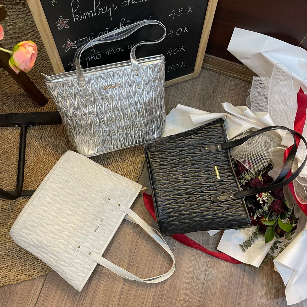 Minmin Fishskin Tote Bag ขนาดใหญ่ - Shoulder Underarm Tote Bag - กระเป๋าแฟชั่นสําหรับโรงเรียนและทําง