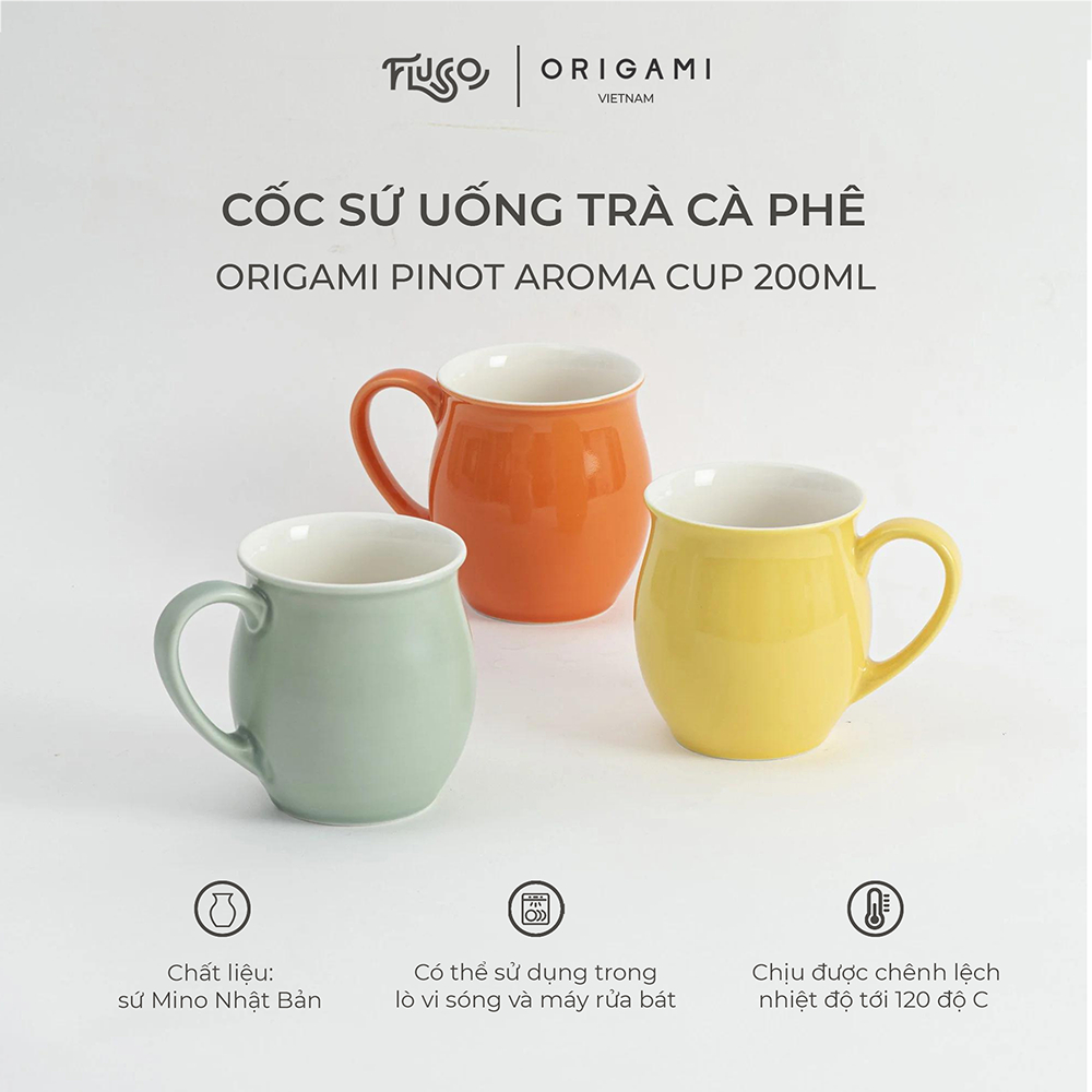 [ORIGAMI JAPAN] ถ้วยชาและกาแฟเซรามิก 200ml - Origami Pinot Aroma Cup