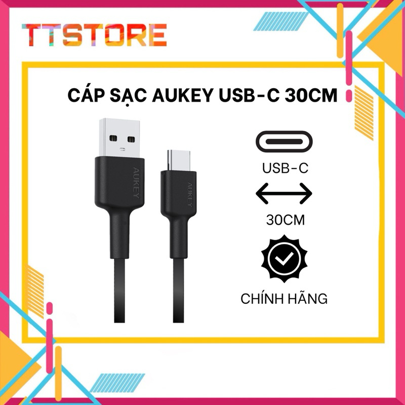 สายชาร์จ Aukey USB - C ของแท้ 30 ซม. 6 เดือน