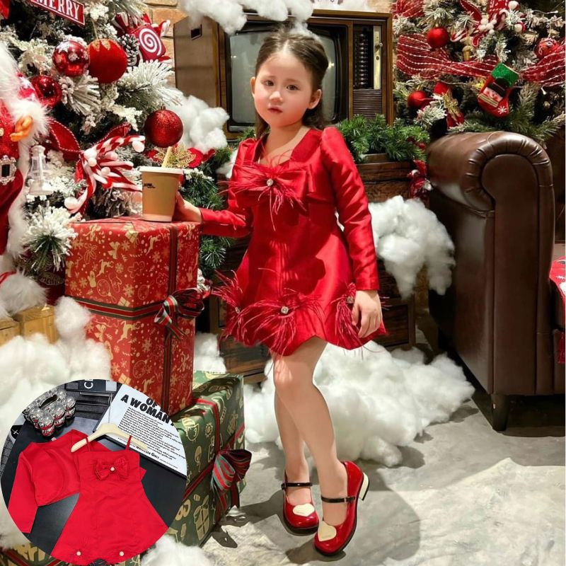 เดรสเด็กผู้หญิง 2 สาย เงาสวย เสื้อแท็ปต้า 10-30กิโลกรัม XHN1489