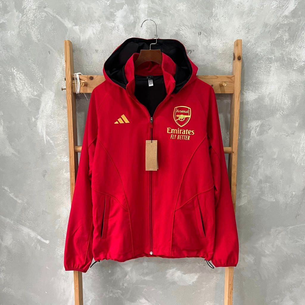 Arsenal 2023 Jacket Red Plain logo gold gold Wind Fabric Slide Water, Sunscreen