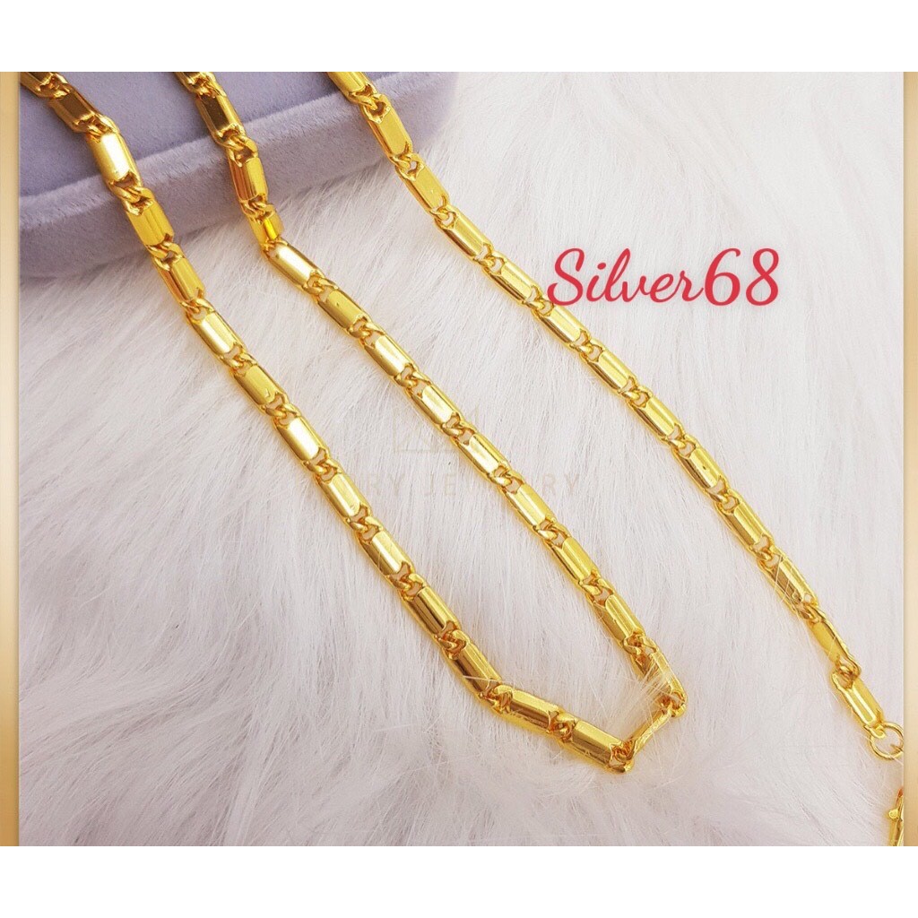 สร้อยคอเคลือบทองโซ่ไม้ไผ่เหมาะสําหรับผู้ชายและผู้หญิงสีเงา24 เงิน68 DTS0737