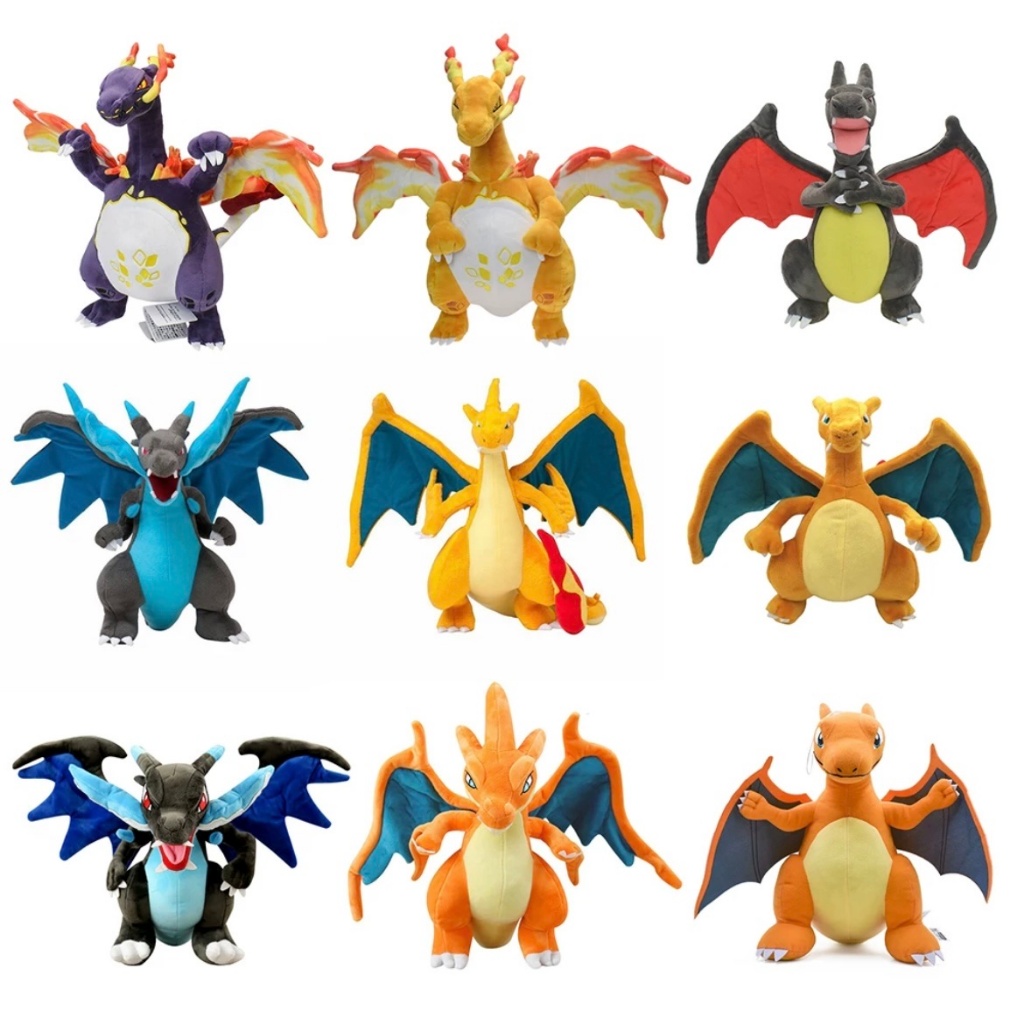 Charizard/lizadon fire dragon ตุ๊กตาหมีโปเกมอนคอลเลกชันระดับวิวัฒนาการ + ฟรี รอยสักโปเกมอน