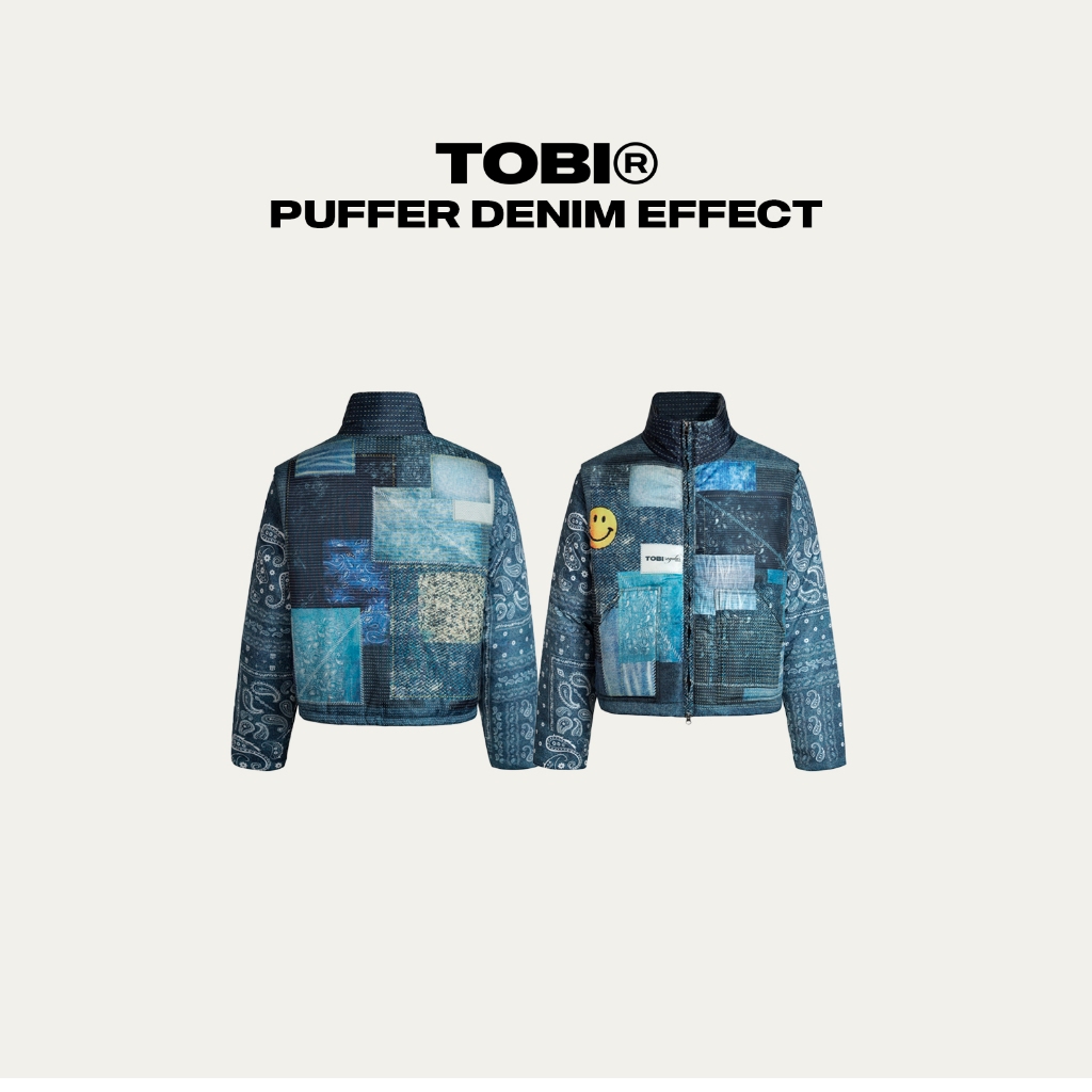 เสื้อแจ็คเก็ตปักเป้า 2 ทาง พิมพ์ลาย DENIM TOBI