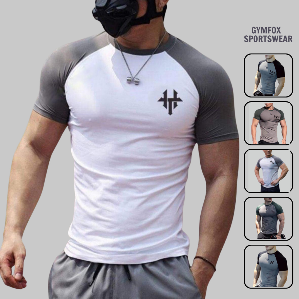 เสื้อยืดกีฬาผู้ชายเสื้อยิมที่มีรูปแบบ บอดี้คอน และแขนพิกัดขั้นสุด