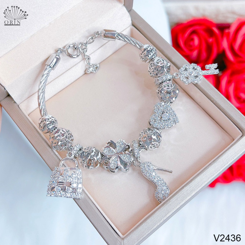 Orin V2436 สร้อยข้อมือและสร้อยข้อมือชาร์มสีขาวดีไซน์ระดับไฮเอนด์พร้อมหิน