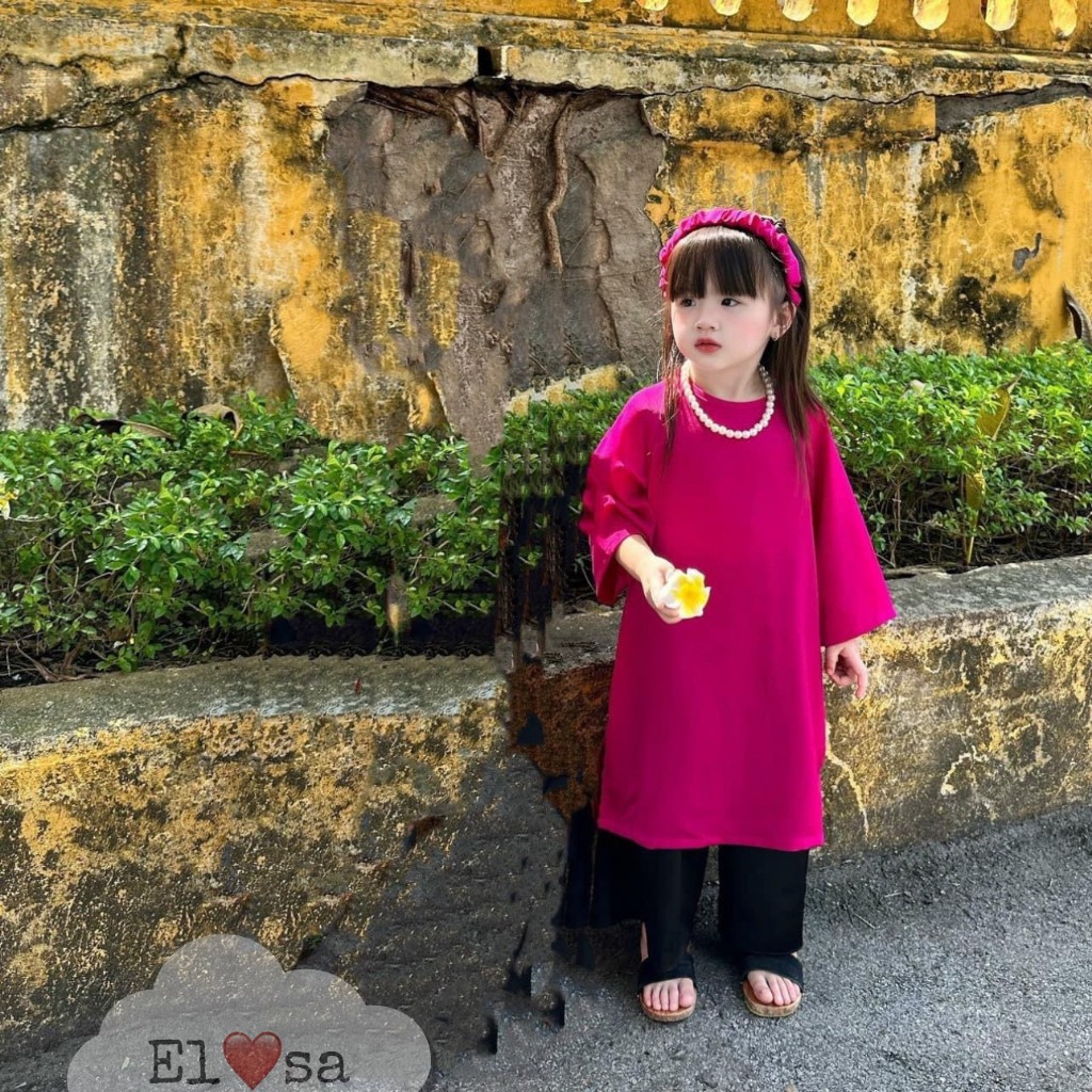 นวัตกรรมของเด็กผู้หญิง Ao Dai - Plain Ao Dai พร้อม 4 รายละเอียดสุดน่ารักสําหรับเด็กอายุ 1-8 ปี