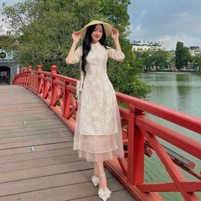 ชุดอ้วยไดลายนูนพร้อมแขนชีฟอง + กระโปรงจีบ - D0649 TH