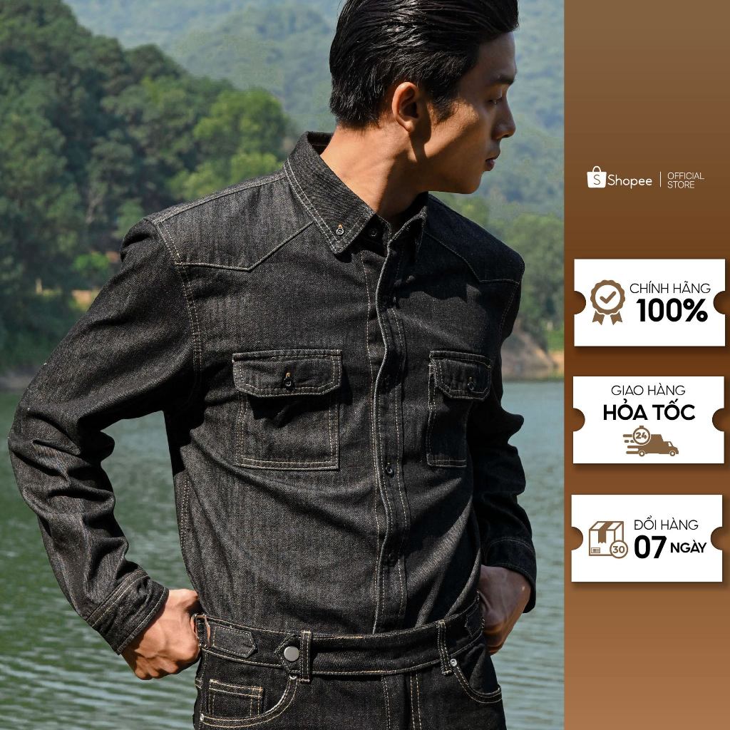 Ryder เสื้อเชิ้ตยีนส์สี Indigo Dark Black ทรง Regular ผ้ายีนส์คุณภาพสูง Ryder แท้