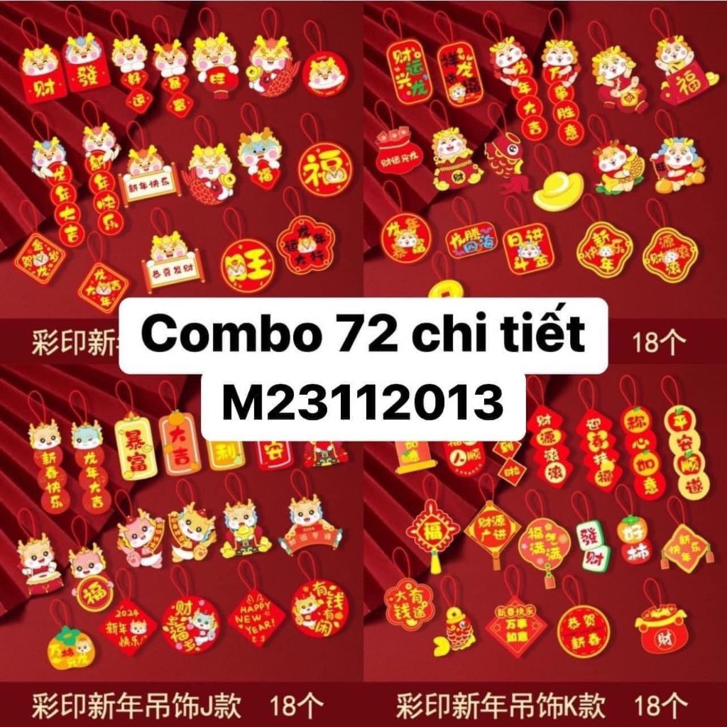 ชุด 72 ชิ้น DETAILS สําหรับ TET 2024 LUCKY RED DRAGON, TET DECORATION