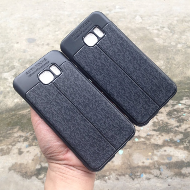 Samsung S7 Edge Case Auto Forcus Black Leather Pattern Super Durable Anti-Slip
