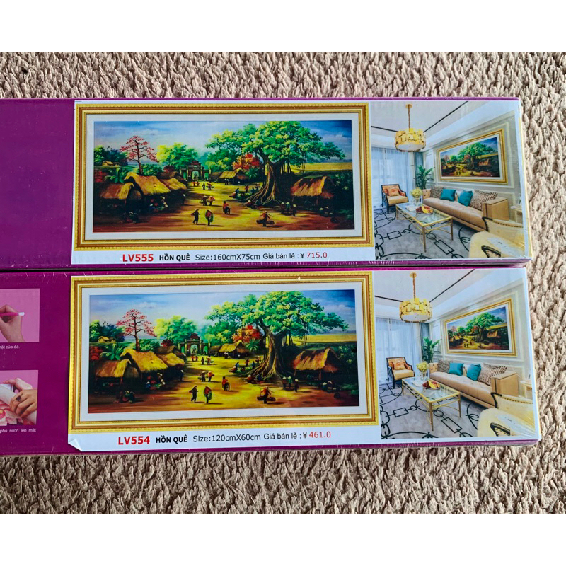 ภาพวาดเพชรภูมิทัศน์ตลาดชนบท vs241(120x60cm) lv555(16075cm)[Ha Doan ภาพวาด]