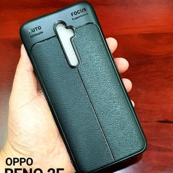 Oppo Reno 2F Case Auto Forcus Black Leather Pattern Super Durable Anti-Slip