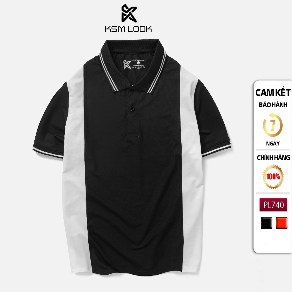 KSM ดู เสื้อยืดโปโลผู้ชายคอปกแขนเปิดลง ลายทางผสมผ้าจระเข้ไทยคุณภาพสูงบางเท่ราคาถูกสวยและอ่อนเยาว์ กร