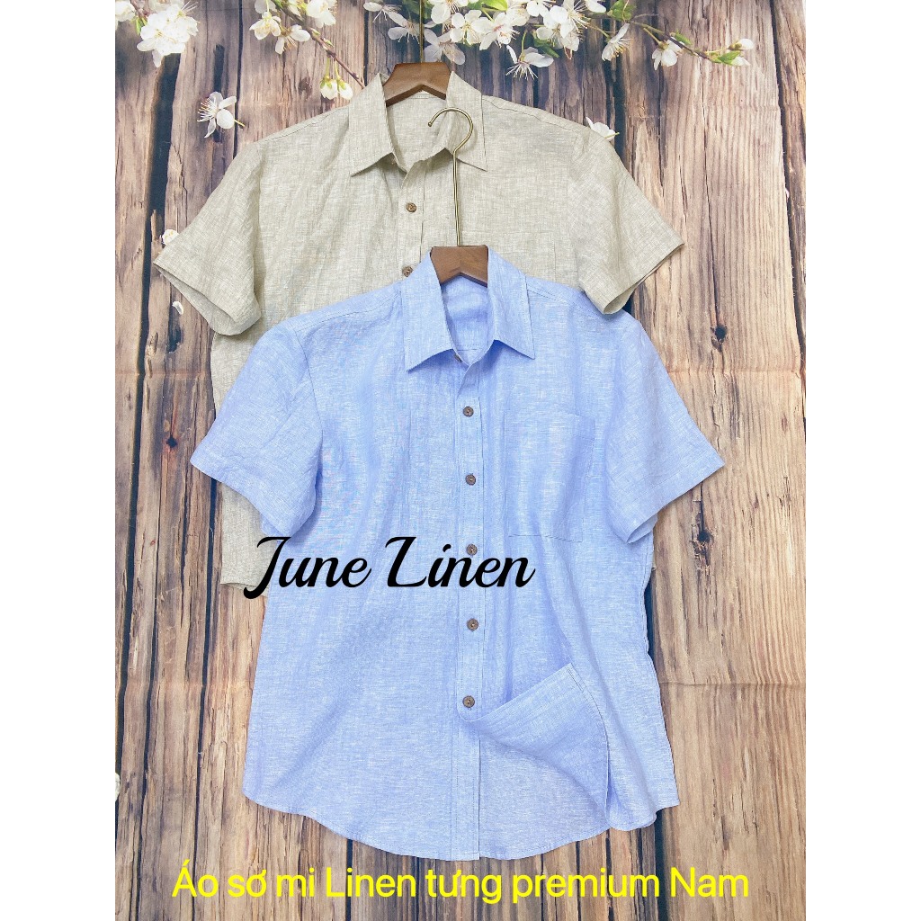 [JUNE LINEN] A19N. MENS เสื้อเชิ้ตผ้าลินินระดับพรีเมียมแขนสั้น ฟอร์มใต้สูง 1ม7