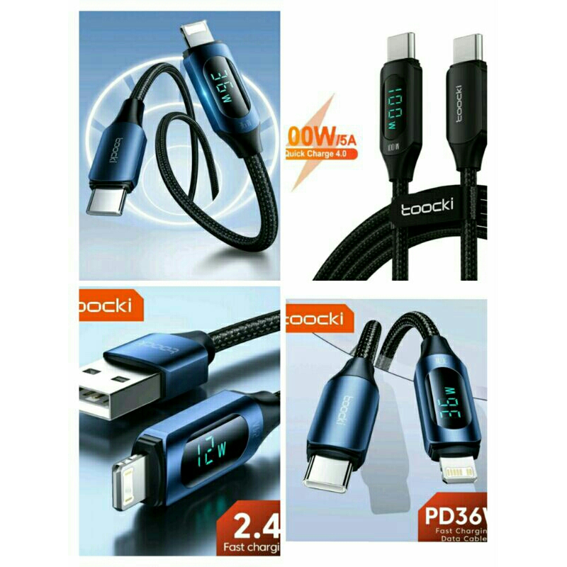 Toocki PD 20W 29W 36W 60W 100W 5A สายชาร์จเร็ว - IOS พร้อมจอแสดงผล LED สําหรับโทรศัพท์ Android / IOS